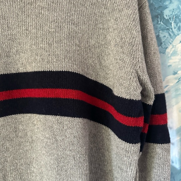 Brandy Melville Bernadette Wool Cashmere‎ Blend Gray with Navy/Red Stripe Across - Picture 5 of 7